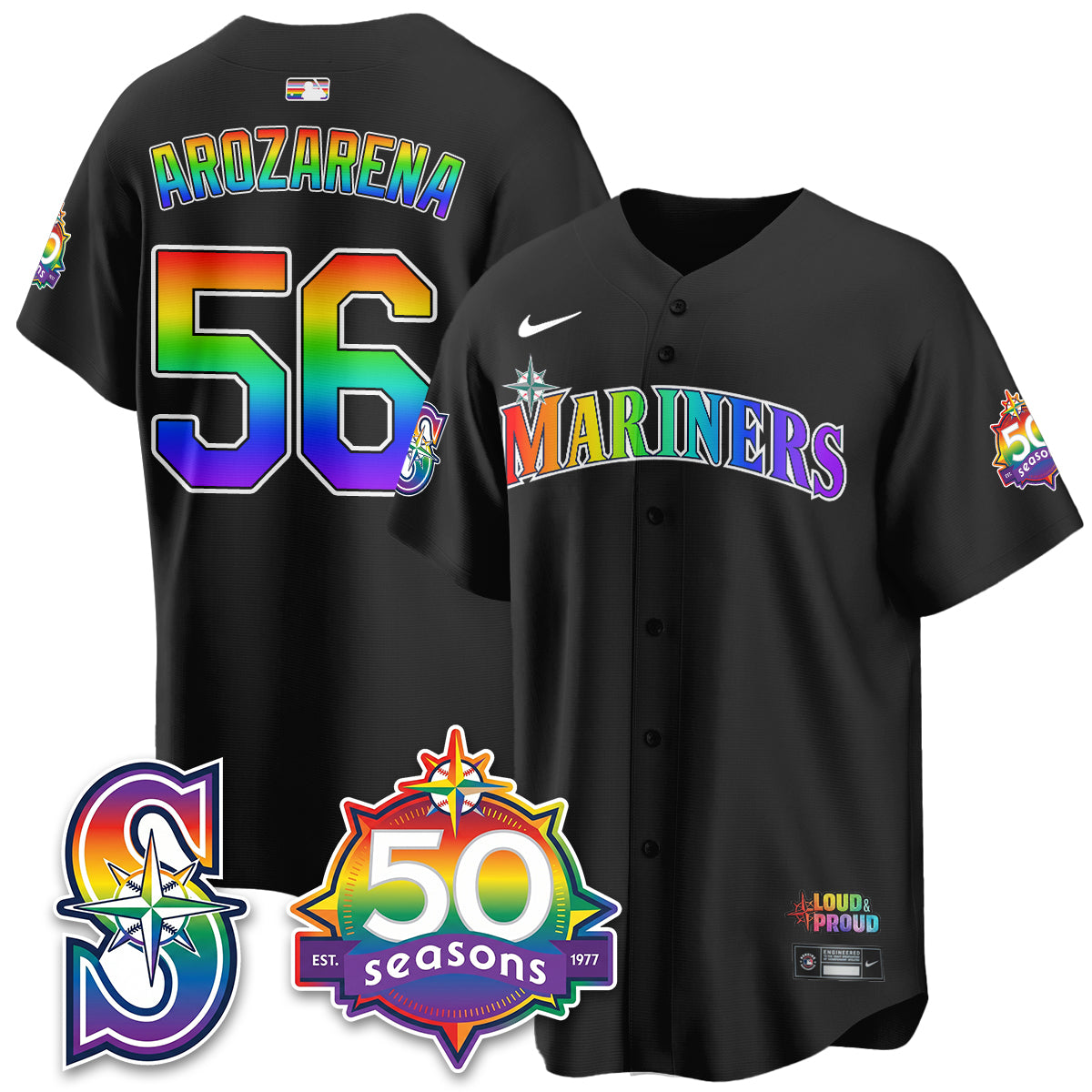Seattle Mariners Happy Pride Month Vapor Jersey - Stitched