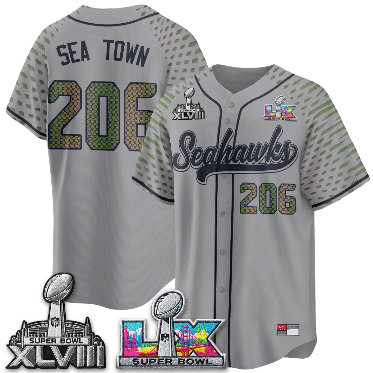 Seattle Seahawks S.Bowl Champs Baseball Vapor Jersey - Stitched