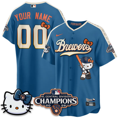 Milwaukee Brewers NL Central Champs x Meow KT Vapor Custom Jersey - Stitched