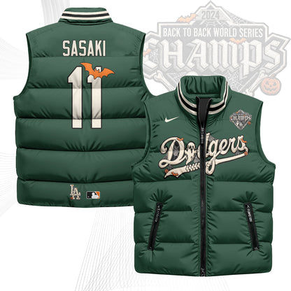 Los Angeles Dodgers Halloween 2026 Unisex Puffer Vest - Printed