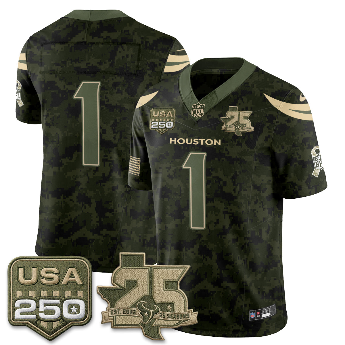 Houston Texans 2026 Salute to Service Edition Vapor Jersey - Stitched