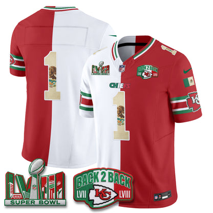 Kansas City Chiefs Mexico Split Edition Vapor Jersey - Stitched