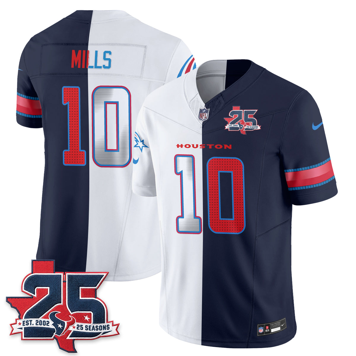 HOU Fan Gear Split Vapor Jersey - Stitched