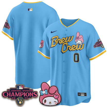 Milwaukee Brewers NL Central Champs x Pink Sanrio Friend  Vapor Jersey - Stitched