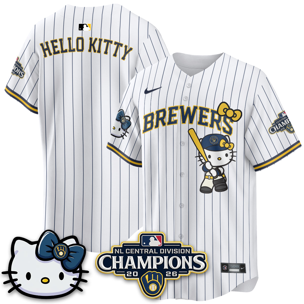 Milwaukee Brewers NL Central Champs x Meow KT Vapor Jersey - Stitched