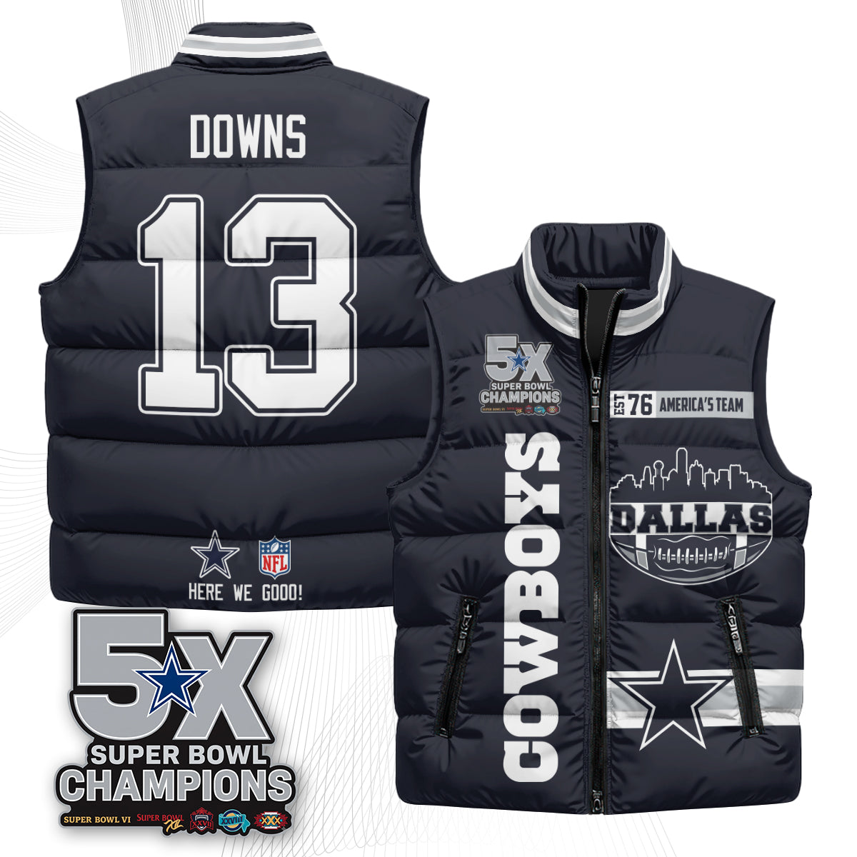 DAL "America's Team" Puffer Vest - Printed