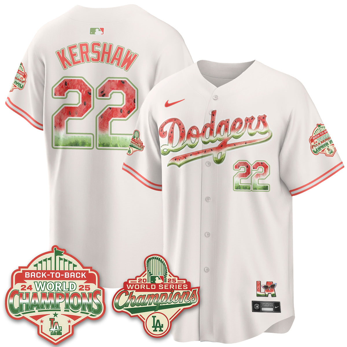 Los Angeles Dodgers National Watermelon Day Vapor Jersey - Stitched