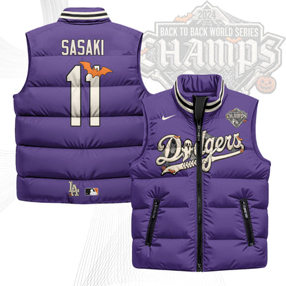 Los Angeles Dodgers Halloween 2026 Unisex Puffer Vest - Printed