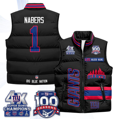 NYG 4X Champs S.Bowl Puffer Vest - Printed