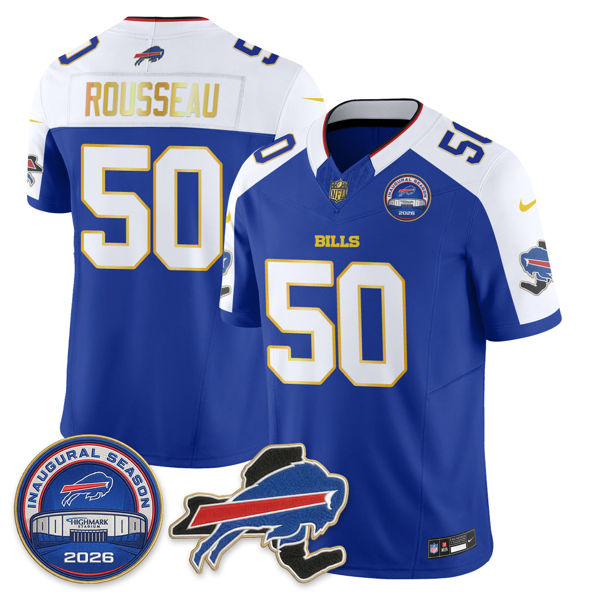 Buffalo Bills 2026 Gold Trim Edition Vapor Jersey - Stitched