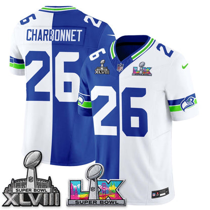 Seattle Seahawks Throwback 2 SB Patches Vapor Jersey - Stitched