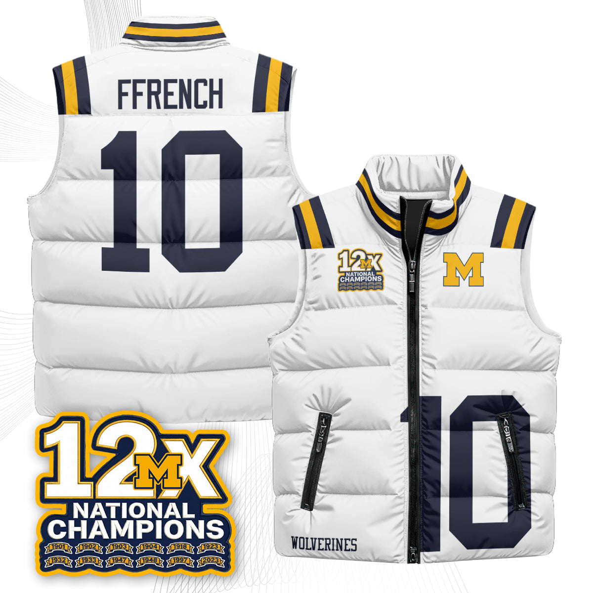 MICH 12X Champs Puffer Vest - Printed