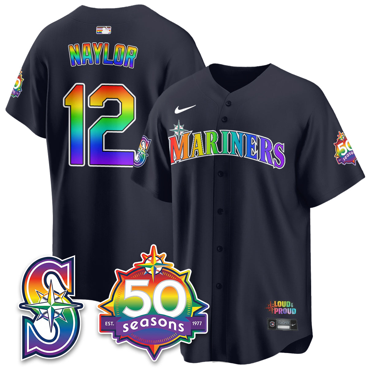 Seattle Mariners Happy Pride Month Vapor Jersey - Stitched