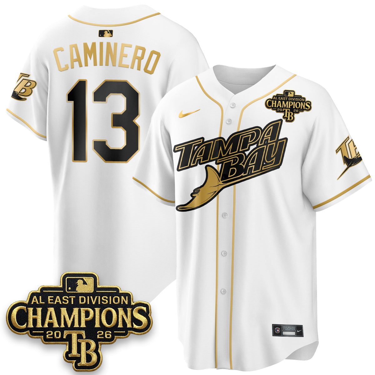 TB 2026 AL East Champs Gold Edition Vapor Jersey - Stitched