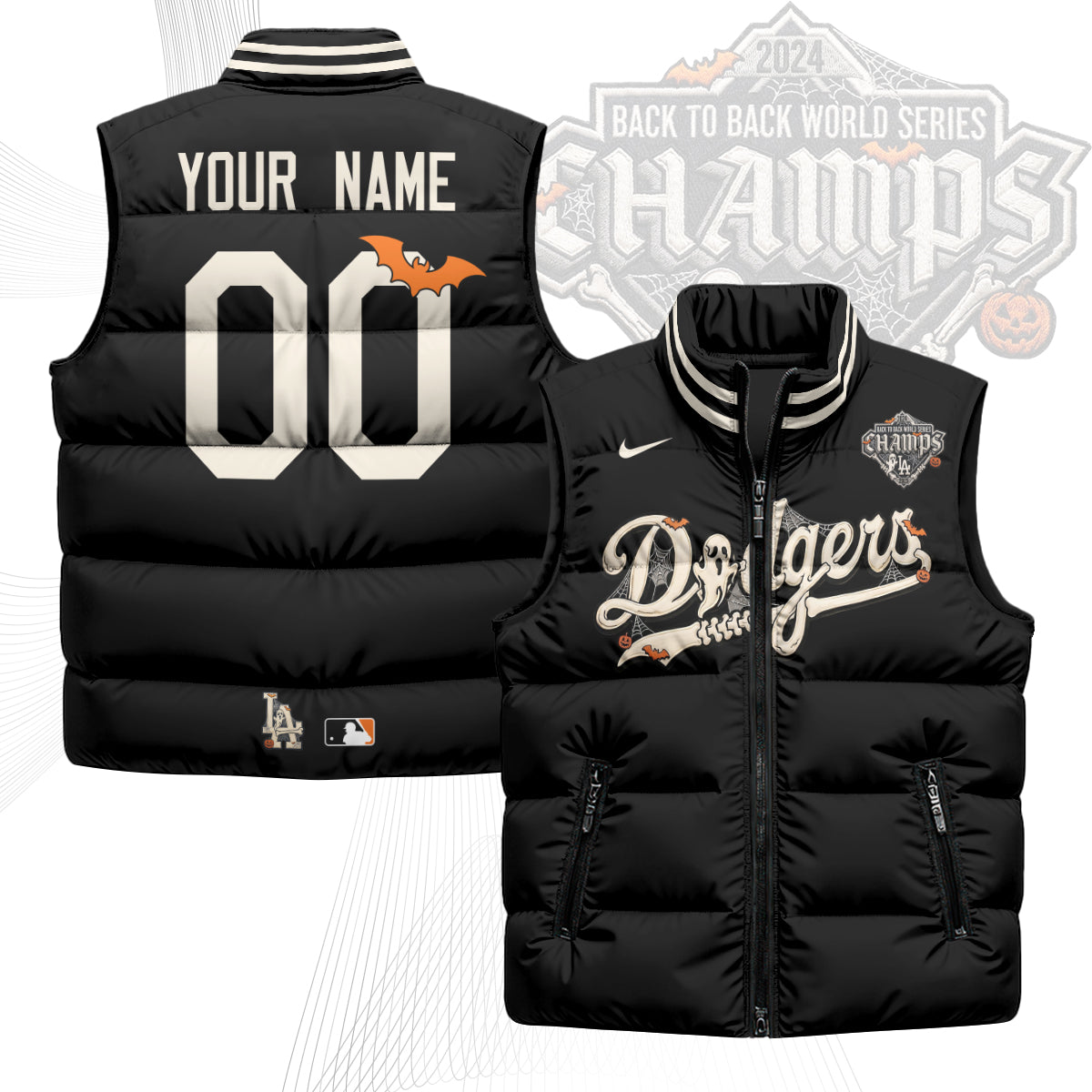 Los Angeles Dodgers Halloween 2026 Unisex Custom Puffer Vest - Printed