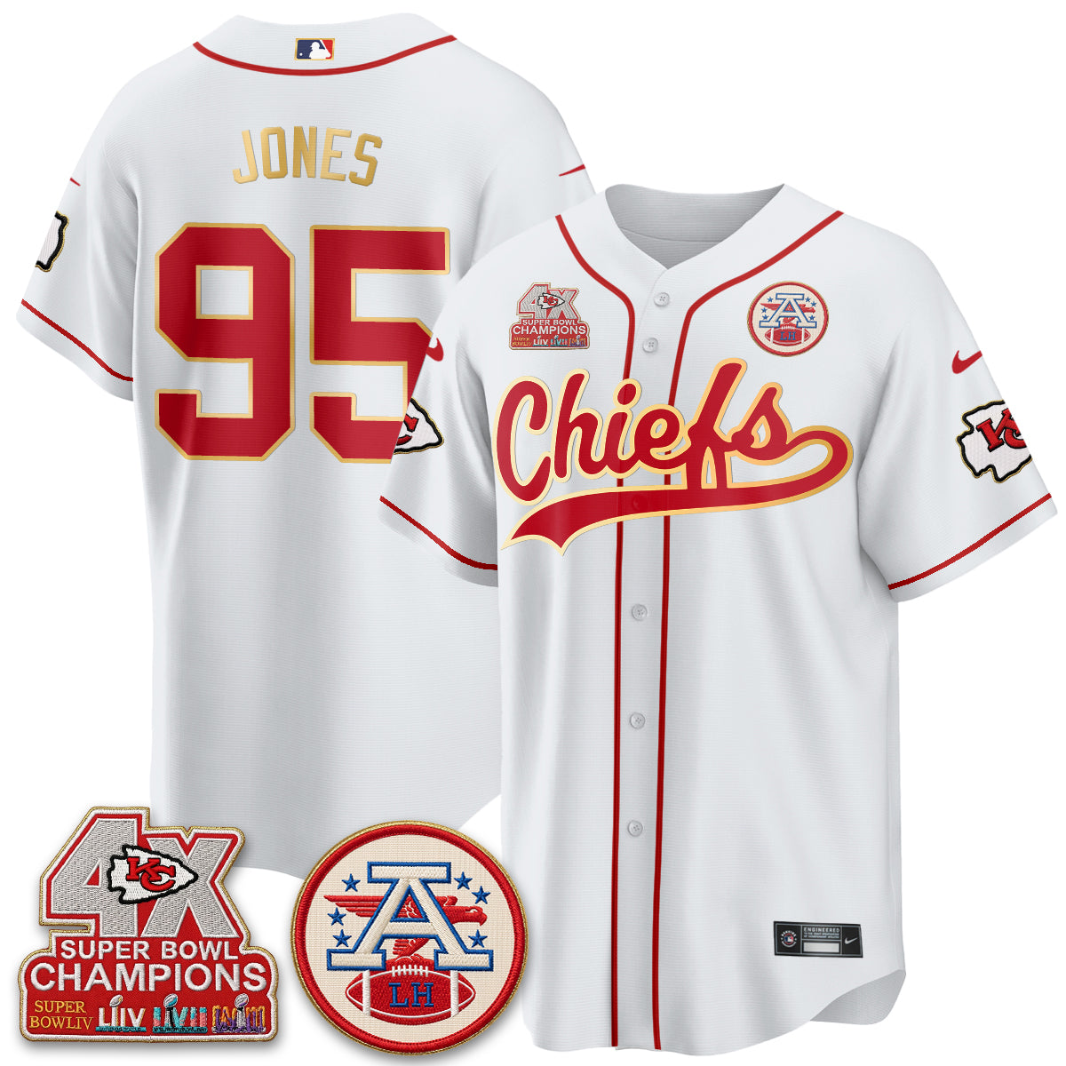 KC 4X Champs Gold Trim Edition Vapor Baseball Jersey - Stitched