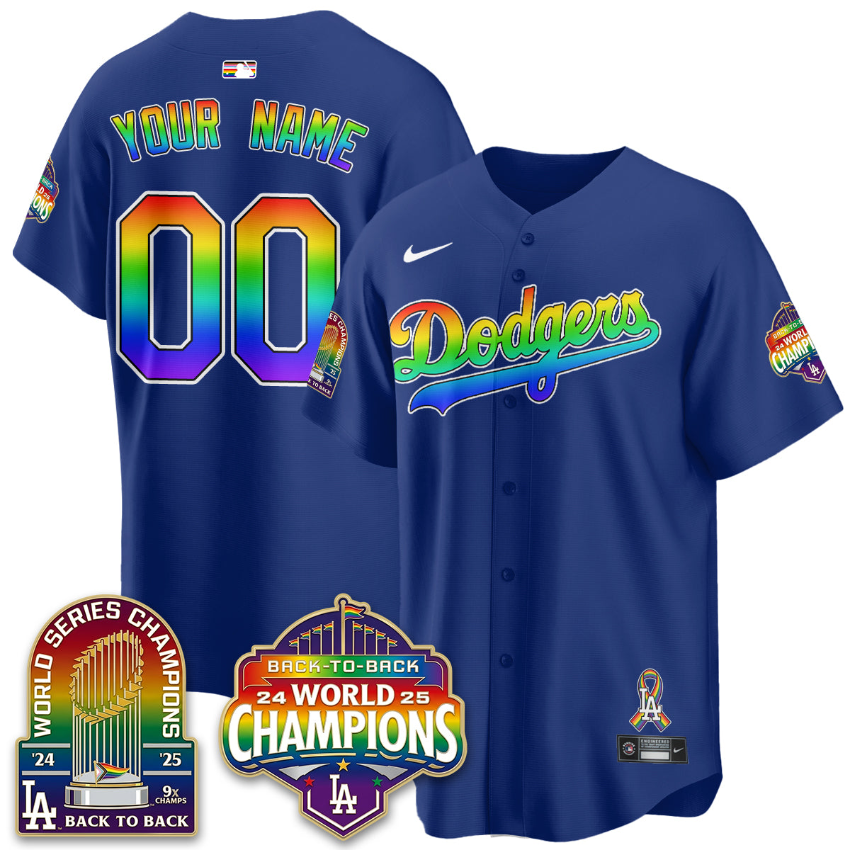 Los Angeles Dodgers Happy Pride Month Vapor Custom Jersey - Stitched