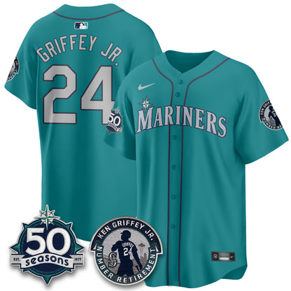 SEA Ken Griffey Jr. Patch Vapor Premier Limited Jersey - All Stitched