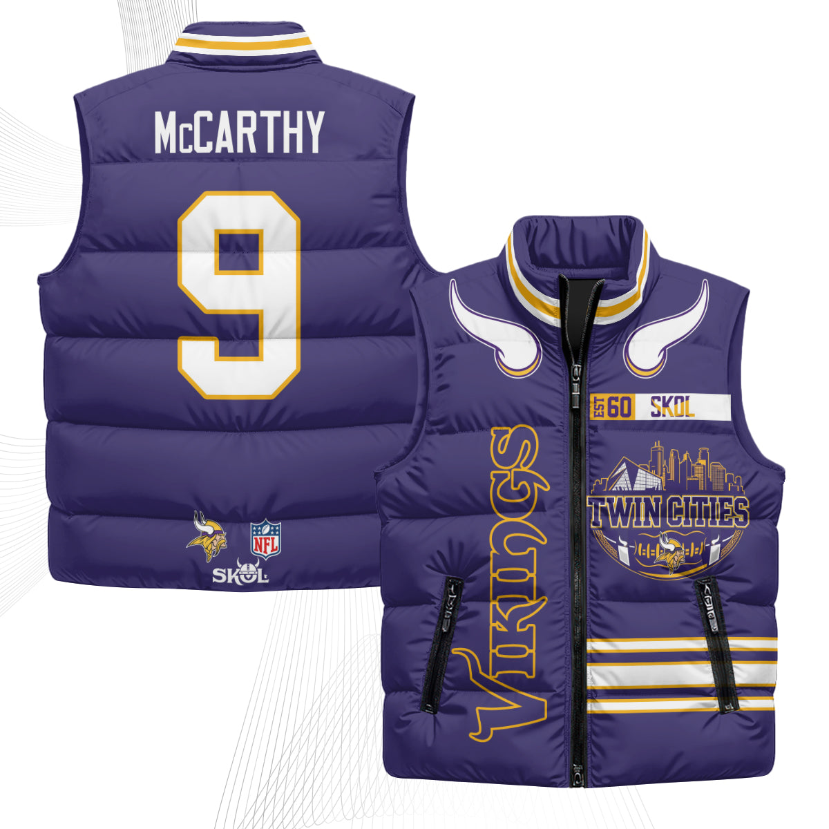 Minnesota Vikings Twin City Puffer Vest - Printed