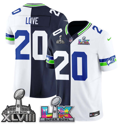 Seattle Seahawks Throwback 2 SB Patches Vapor Jersey - Stitched