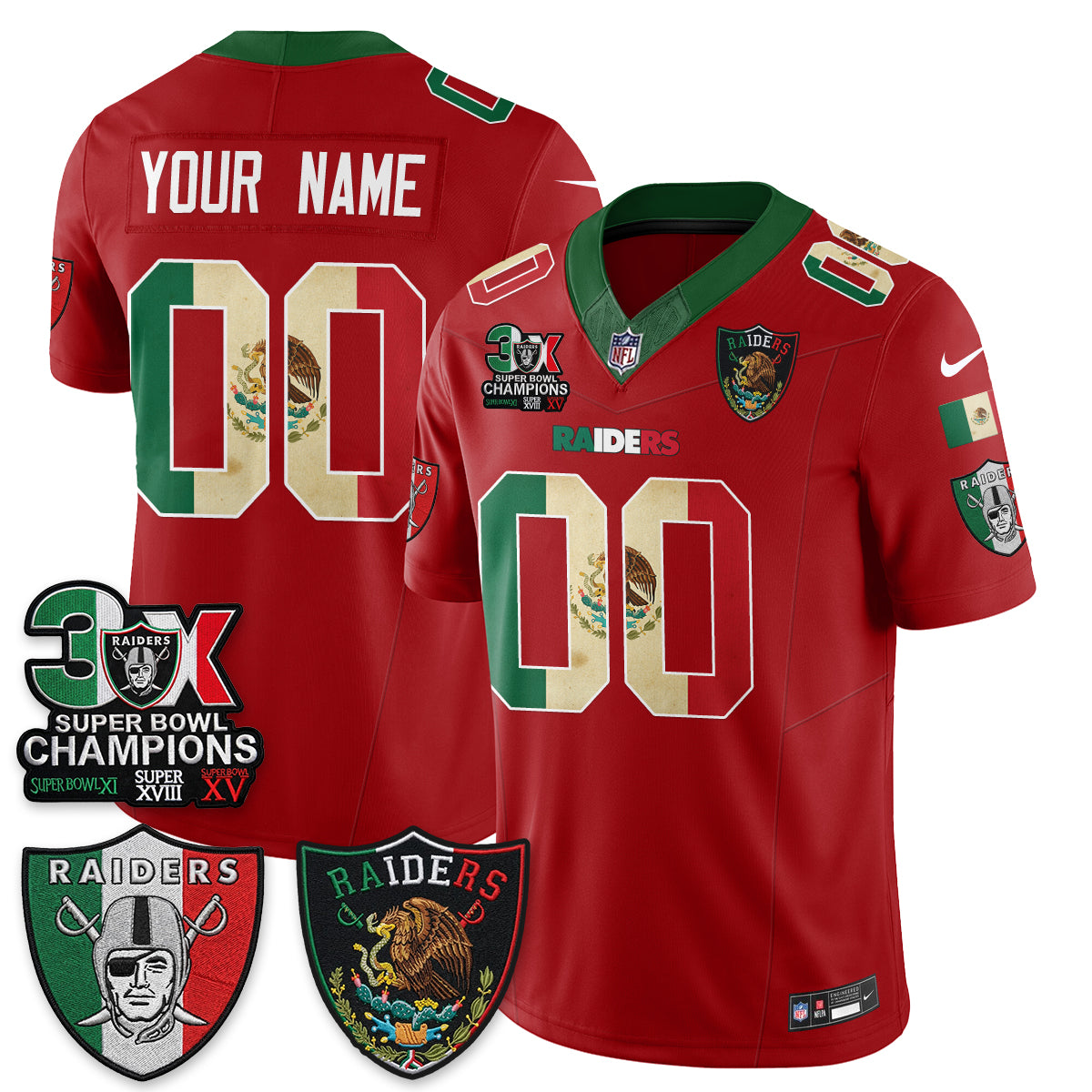 LVR 3X Champs Mexico Edition Vapor Custom Jersey - Stitched
