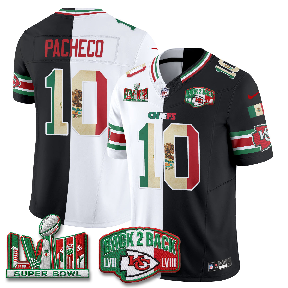 Kansas City Chiefs Mexico Split Edition Vapor Jersey - Stitched