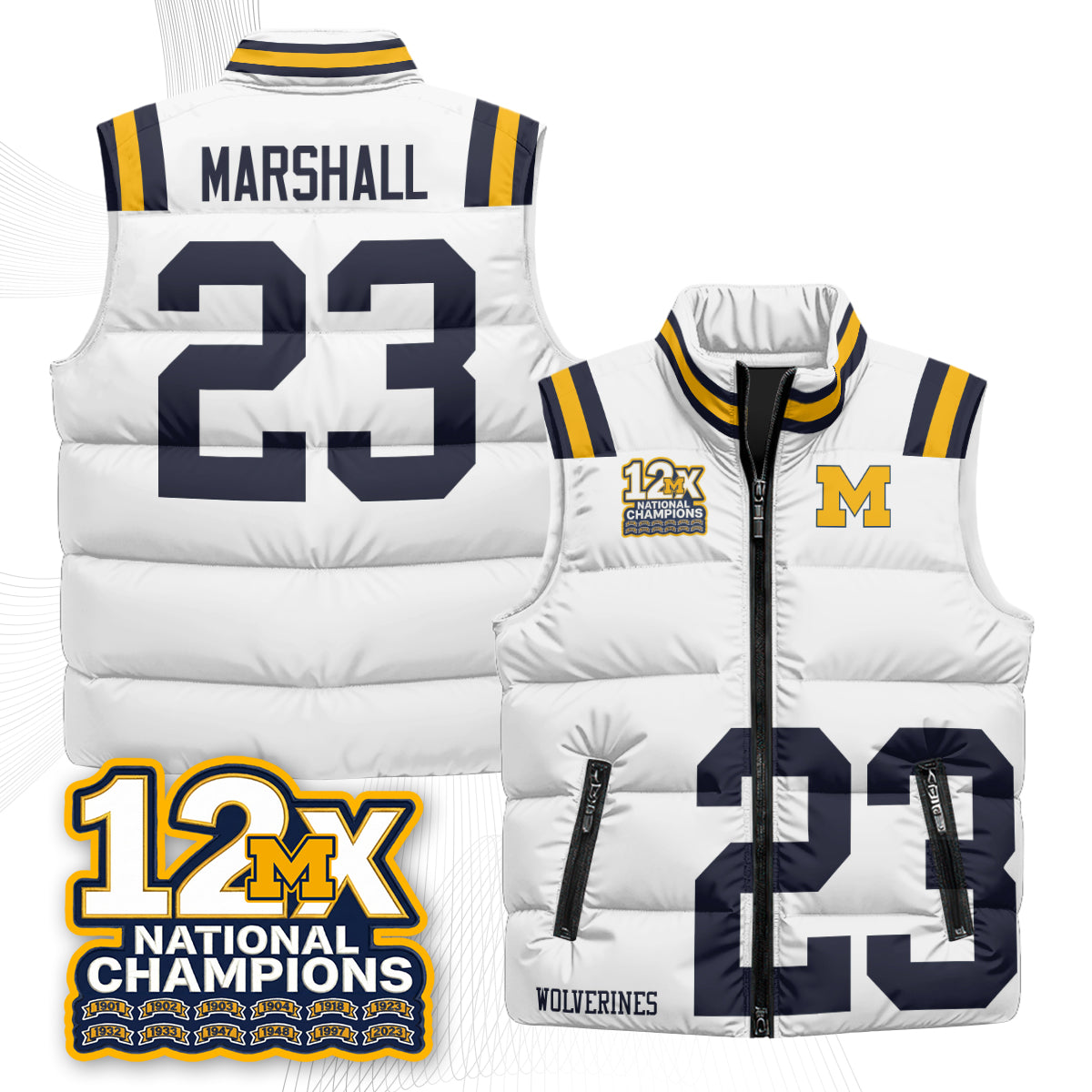 MICH 12X Champs Puffer Vest - Printed