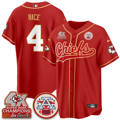 KC 4X Champs Gold Trim Edition Vapor Baseball Jersey - Stitched