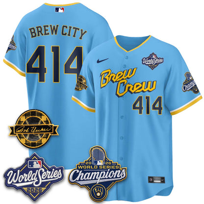 MIL 2026 WS Champions - Bob Uecker Patch Cream Jersey - Stitched (#24)