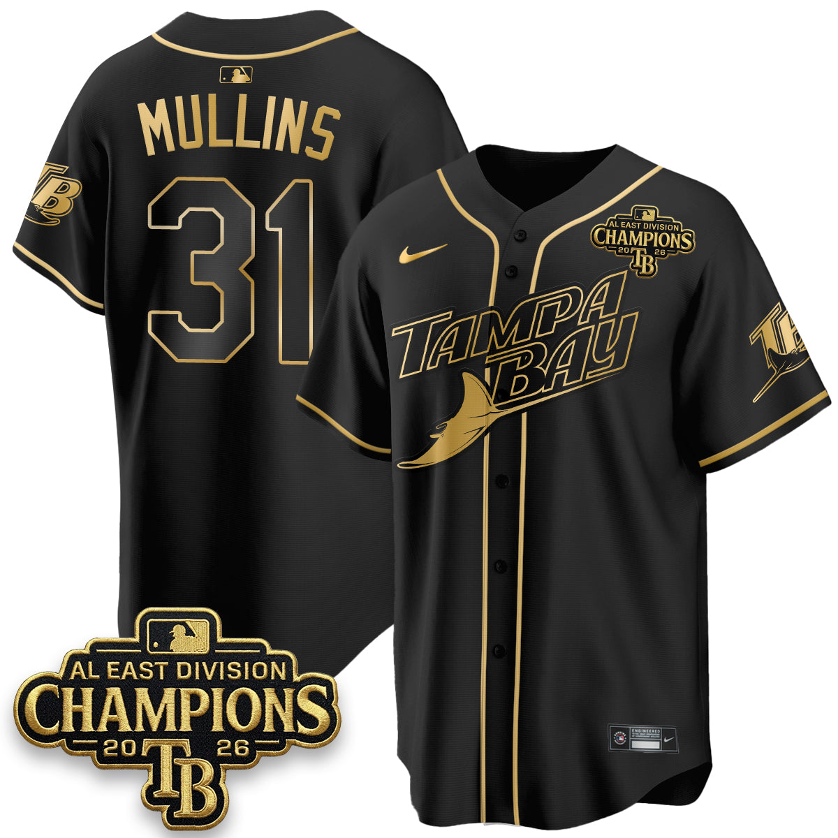 TB 2026 AL East Champs Gold Edition Vapor Jersey - Stitched