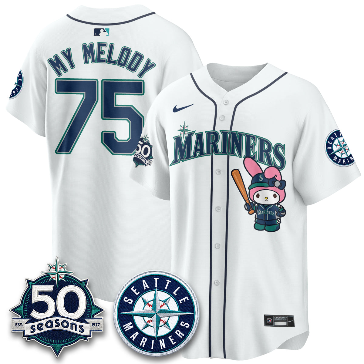 Seattle Mariners x  Pink Sanrio Friend Vapor Jersey - Stitched