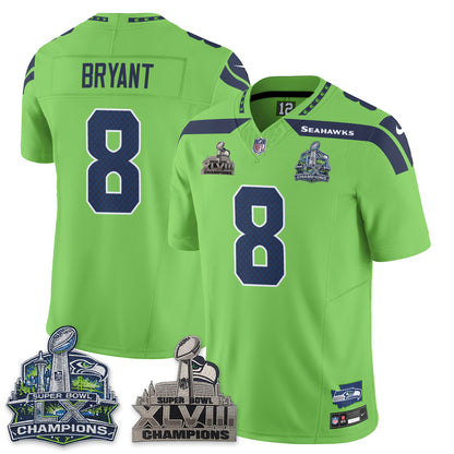 SEA S.Bowl Champions Patch Vapor Jersey - Stitched