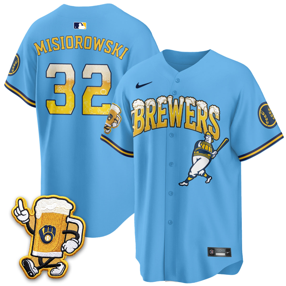 Milwaukee Brewers "Pitcher & Pint" Edition Vapor Jersey V2 - Stitched