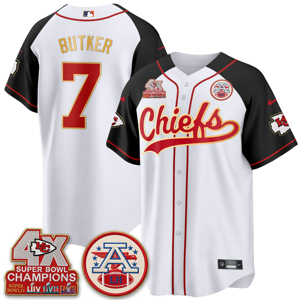 KC 4X Champs Gold Trim Edition Vapor Baseball Jersey - Stitched