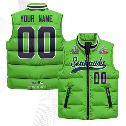 Seattle Seahawks S.Bowl Champs Custom Puffer Vest - Printed