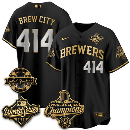 MIL 2026 WS Champions - Bob Uecker Patch Cream Jersey - Stitched (#24)