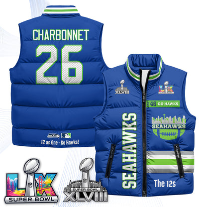 Seattle Seahawks "Go Hawks" Edition Puffer Vest - Printed