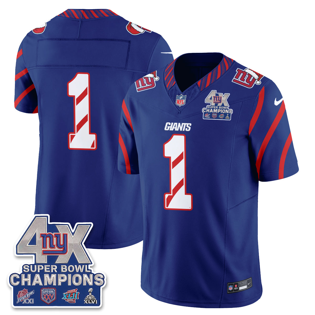 NYG  Xmas Edition Vapor Jersey - Stitched