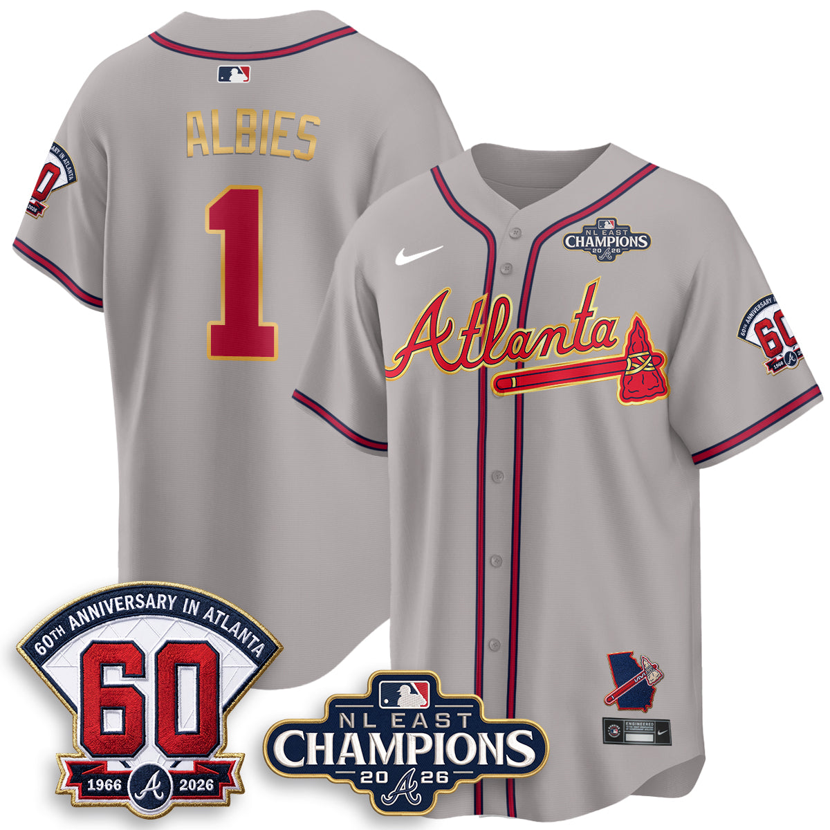 Atlanta Braves 2026 NL East Champs Gold Edition Vapor Jersey - Stitched