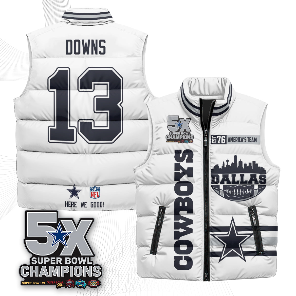 DAL "America's Team" Puffer Vest - Printed