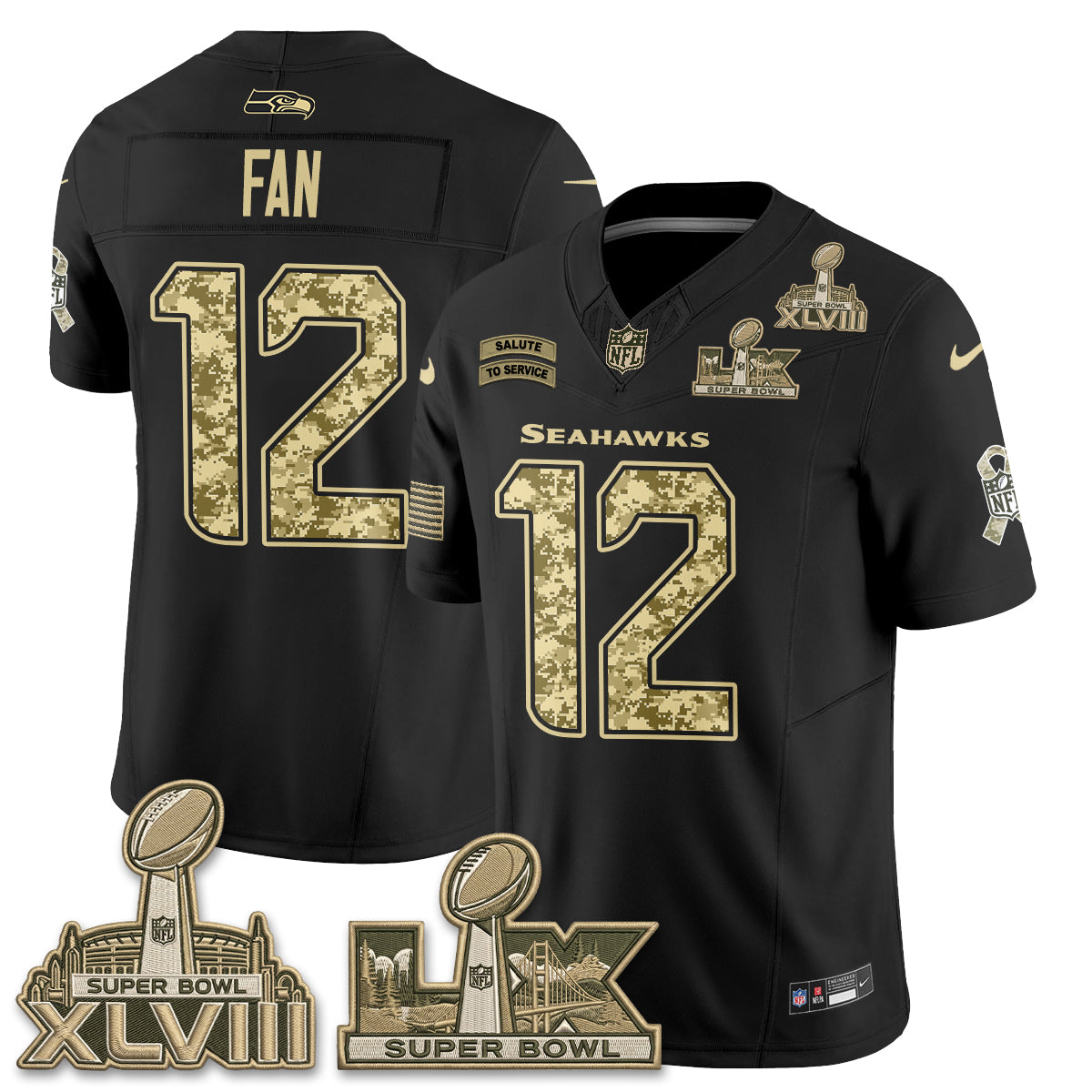 Seattle Seahawks 2026 Salute to Service V2 Vapor Jersey - Stitched