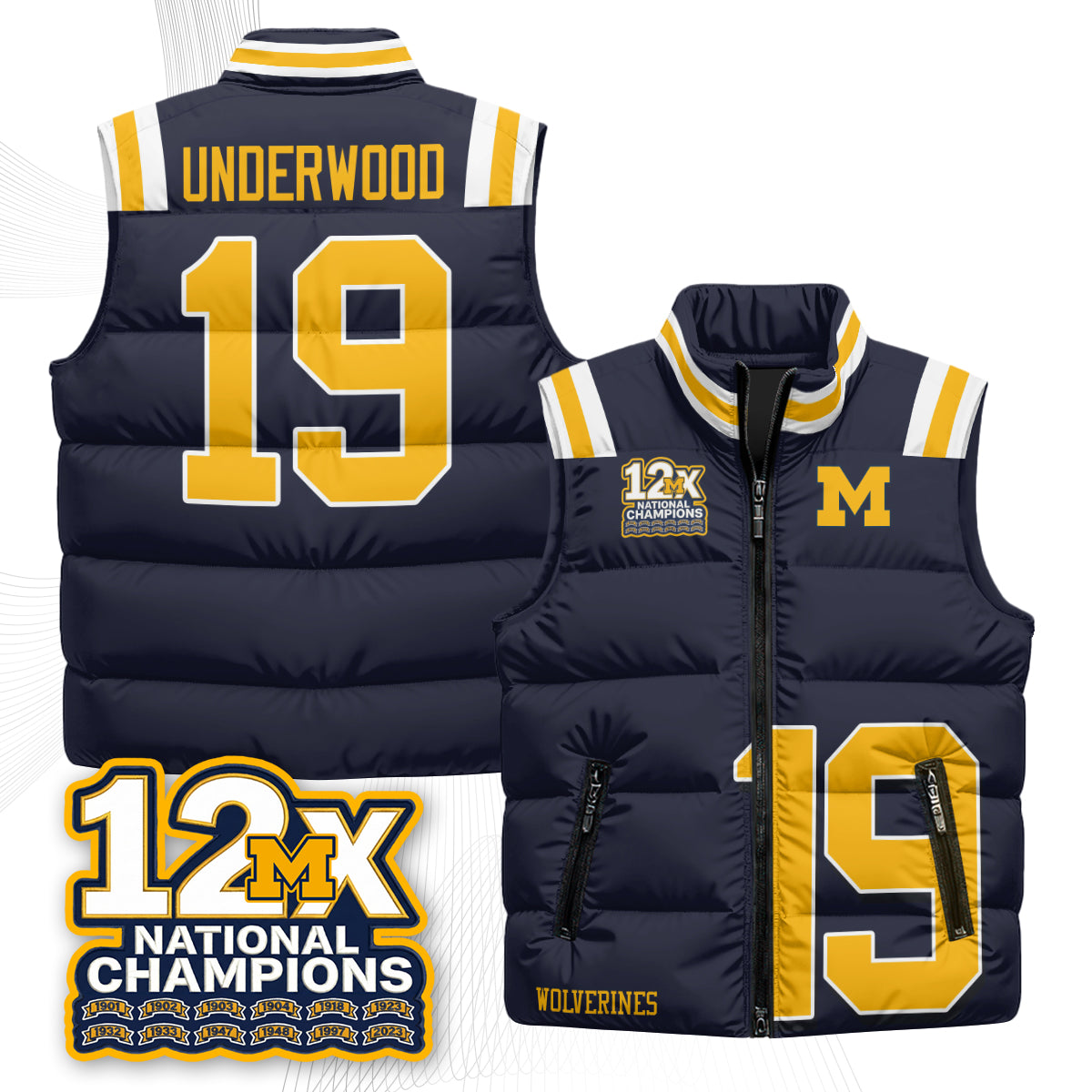 MICH 12X Champs Puffer Vest - Printed