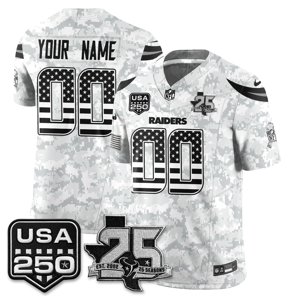 Houston Texans 2026 Salute to Service Edition Vapor Custom Jersey - Stitched