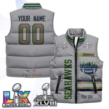 Seattle Seahawks "Go Hawks" Edition Custom Puffer Vest - Printed