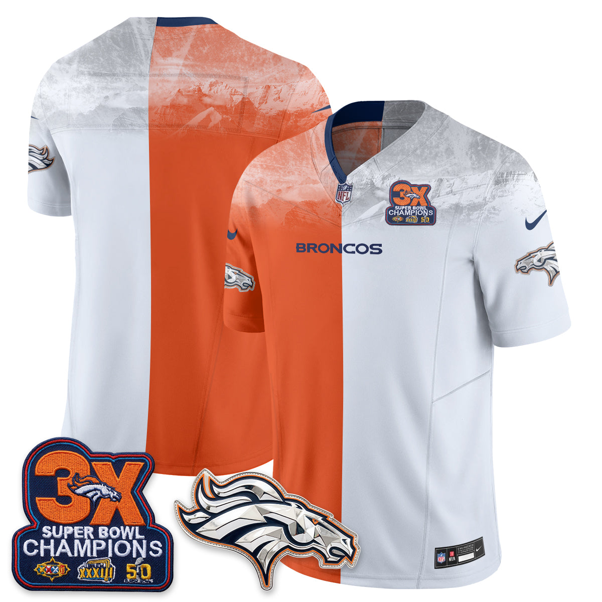 Denver Broncos Mile High Split Edition Vapor Jersey - Stitched