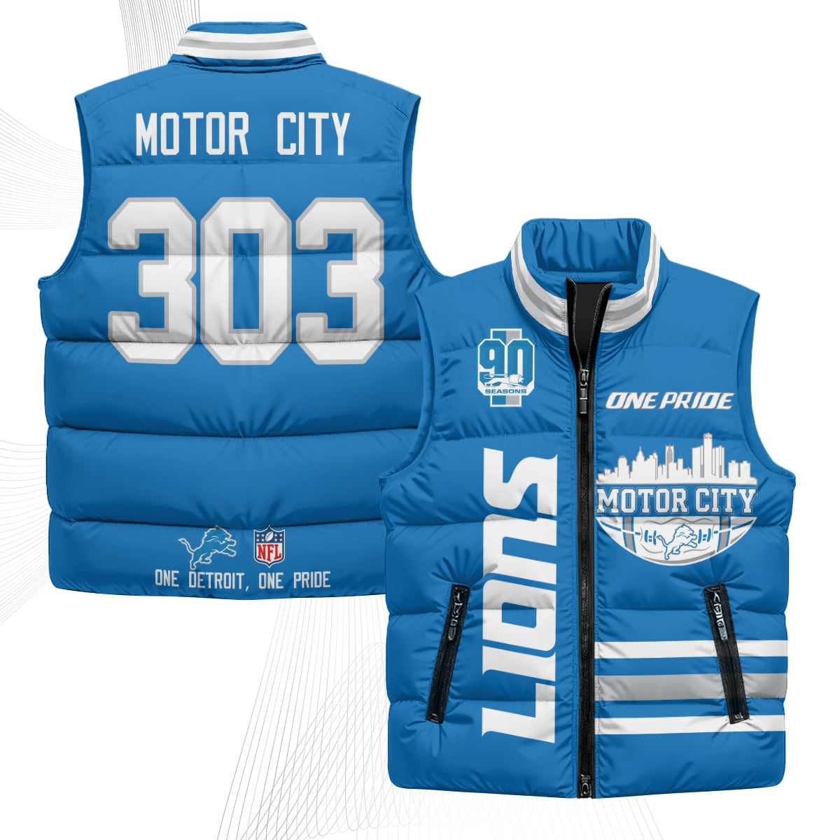 DET Motor City Puffer Vest - Printed