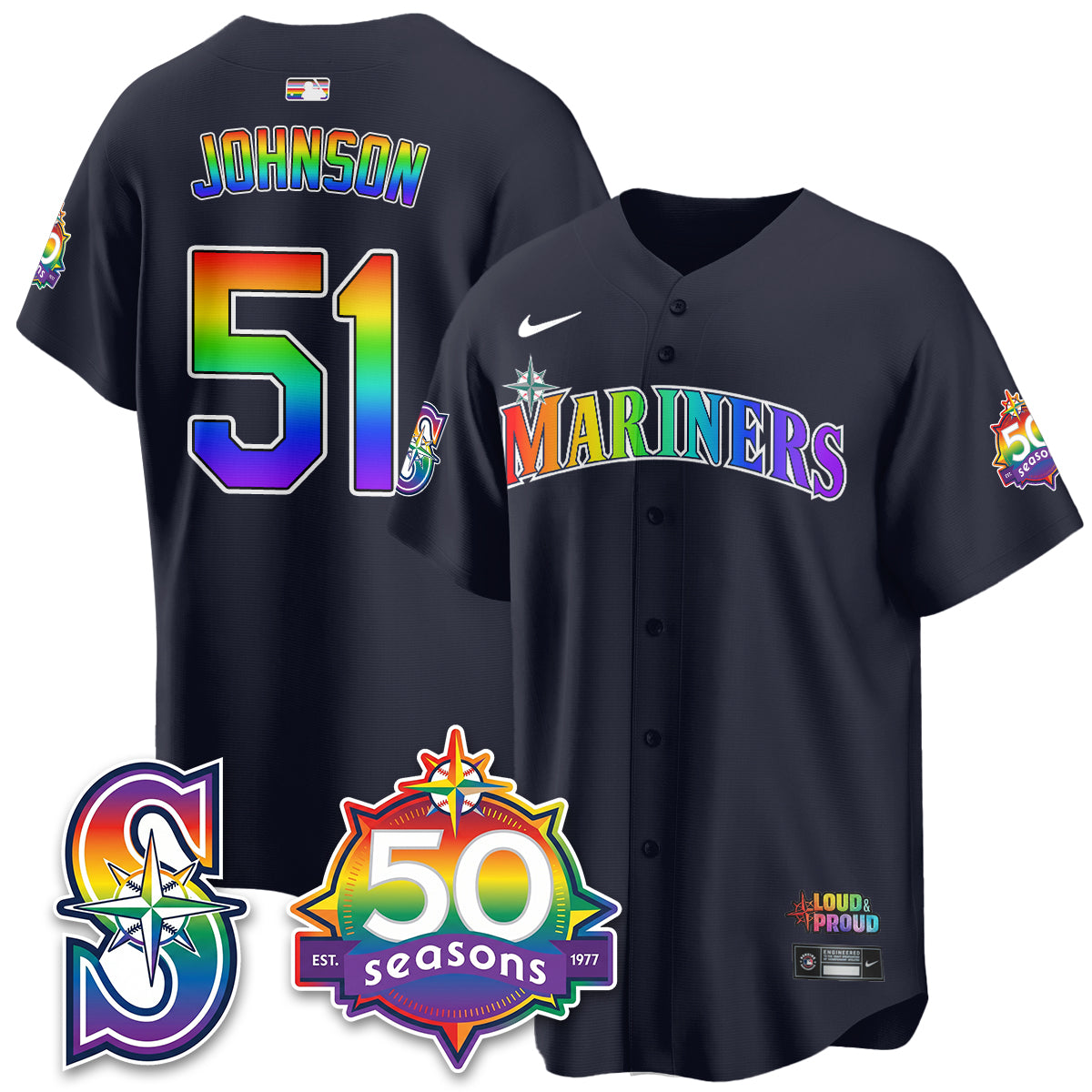 Seattle Mariners Happy Pride Month Vapor Jersey - Stitched