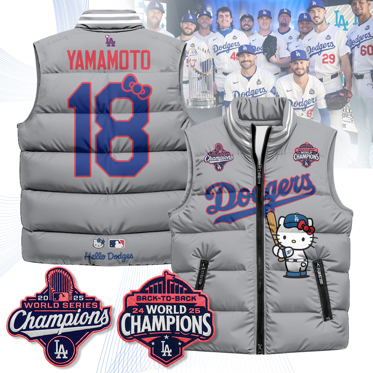 Los Angeles Dodgers Meow KT Edition Unisex Puffer Vest - Printed