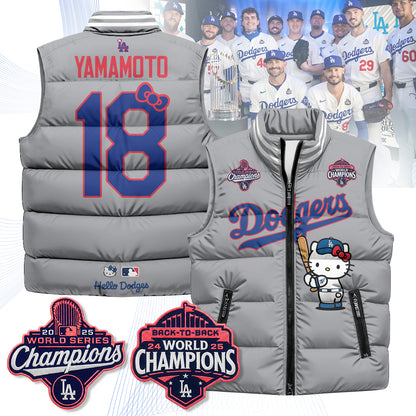 Los Angeles Dodgers Meow KT Edition Unisex Puffer Vest - Printed