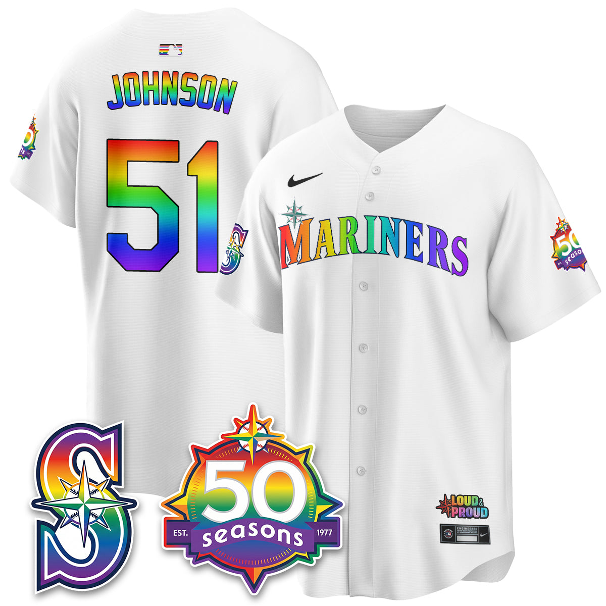 Seattle Mariners Happy Pride Month Vapor Jersey - Stitched
